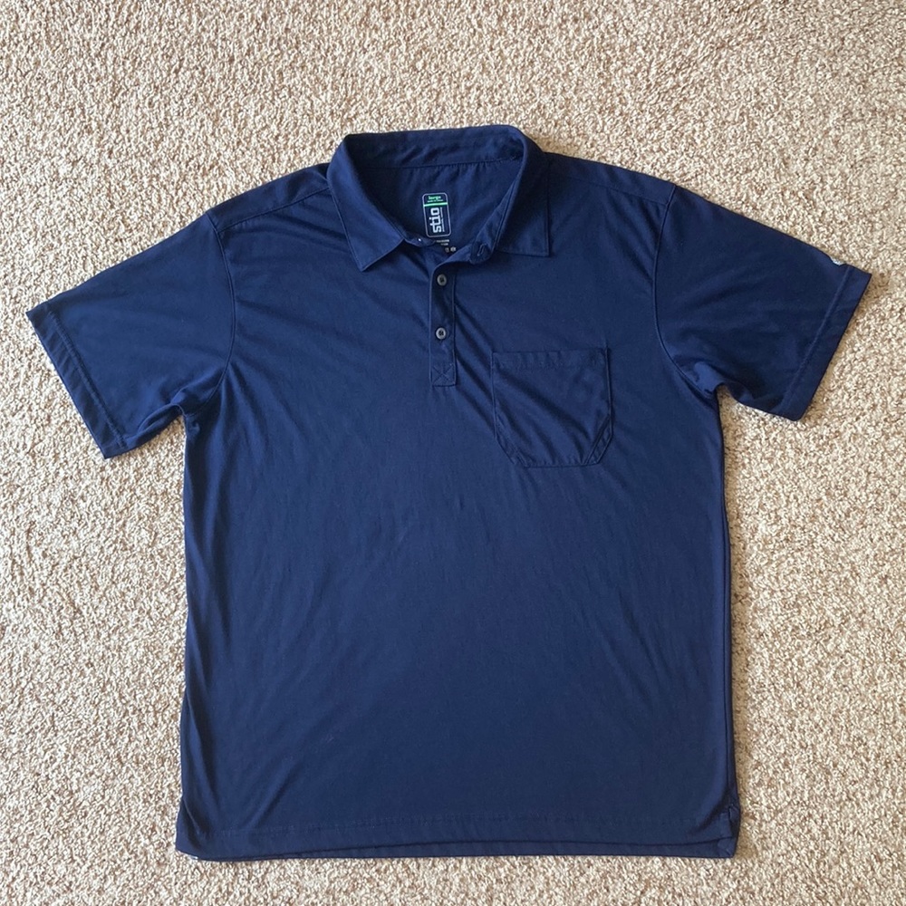 Stio Men’s Navy Blue S/S Divide Polo Shirt Performance Tech L